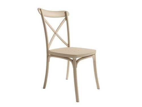 silla vintage apilable de polipropileno en color beige Modelo BGL-ROMA-ARENA  