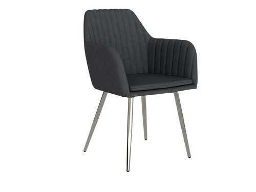 sillón de comedor en gris oscuro con patas metálicas cromadas Modelo BGL-DETROIT-MARENGO  