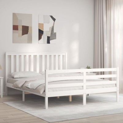 Estructura de cama de madera maciza blanco 160x200 cm - referencia