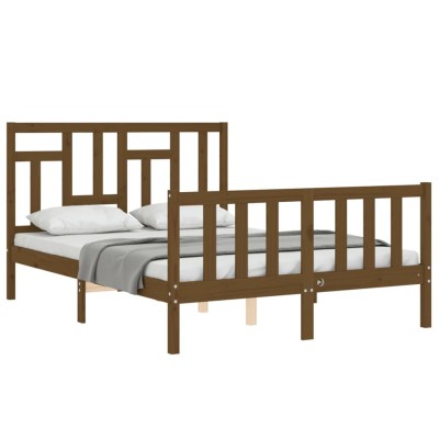 Estructura cama de matrimonio con cabecero madera marrón miel - referencia  Mqm-3194024