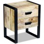 Mesa auxiliar con 2 cajones madera maciza de mango 43x33x51 cm