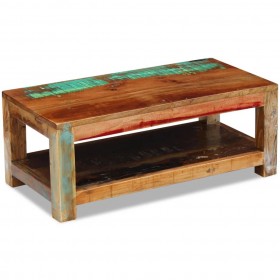 Mesa de centro de madera maciza reciclada 90x45x35 cm