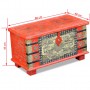 Baúl de almacenamiento madera de mango rojo 80x40x45 cm