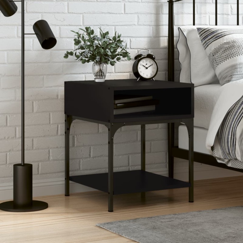 Mesita madera y metal negro - Artikalia - Muebles de diseño