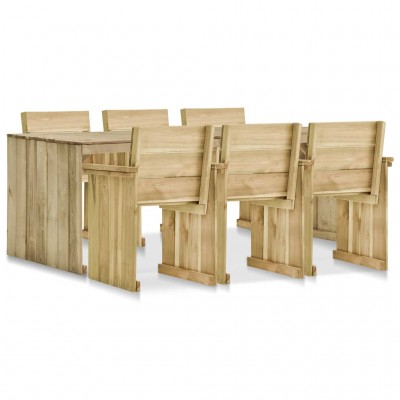 Set muebles de comedor de jardín 7 pzas madera pino impregnada