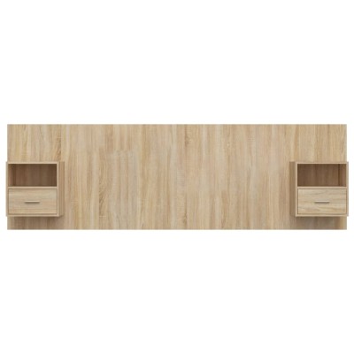 Cabecero de cama con mesitas madera contrachapada roble ahumado -  referencia Mqm-3115721