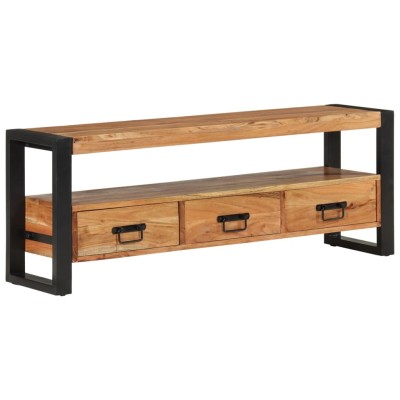 Mueble de TV industrial de madera de acacia con 3 cajones