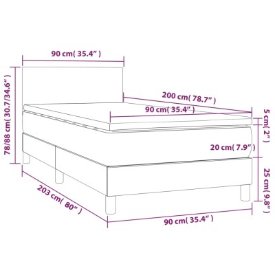 Cama box spring con colchón tela negro 90x200 cm - referencia Mqm-3136727