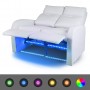 Sofá reclinable LED 2 plazas de cuero artificial blanco