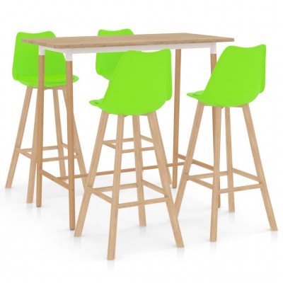 Mesa alta y taburetes de bar 5 piezas verde