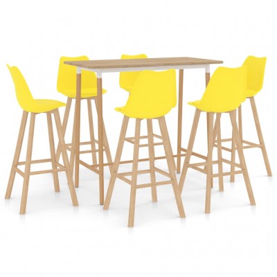 Mesa alta y taburetes de bar 7 piezas amarillo