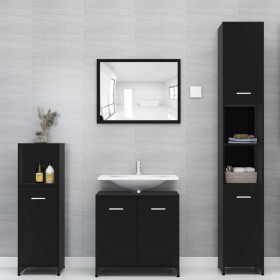 Conjunto de muebles de baño 4 piezas aglomerado negro