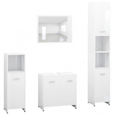 Set muebles de baño 4 piezas madera contrachapada blanco brillo -  referencia Mqm-3115888