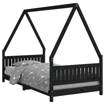 Estructura de cama para niños madera de pino negro 90x190 cm - referencia  Mqm-834494