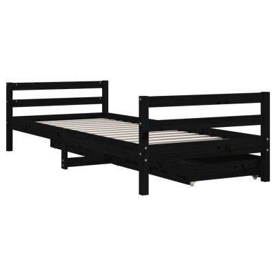 Estructura de cama para niños madera de pino negro 90x190 cm - referencia  Mqm-834494