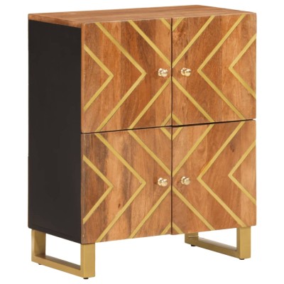 Mueble auxiliar madera maciza mango marrón/negro 60x33,5x75 cm - referencia  Mqm-356809