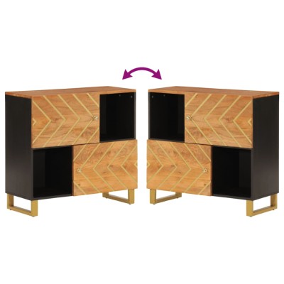 Mueble auxiliar madera maciza mango marrón/negro 60x33,5x75 cm - referencia  Mqm-356809