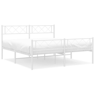 Estructura cama metal con cabecero y estribo blanco 120x200 cm - referencia  Mqm-353504