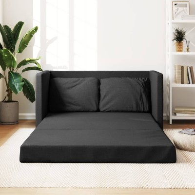 Sofá cama de suelo 2 en 1 tela negro 112x174x55 cm - referencia