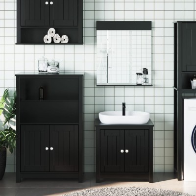 Armario para lavabo madera contrachapada negro 60x38.5x46 cm