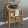 Mueble tocador madera teca maciza con lavabo de mármol negro