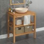 Mueble tocador madera teca maciza con lavabo de mármol crema