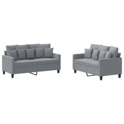 Juego de sofás con cojines 2 piezas tela gris claro - referencia Mqm-3201444