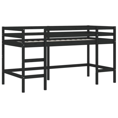 vidaXL Cama alta para niños tobogán madera maciza pino negro 90x190 cm –  Bechester