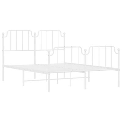 Estructura cama Marco de Cama Somier de Cama metal con cabecero y estribo  blanco 150x200 cm