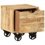 Mesa auxiliar con cajón y ruedas madera de mango 40x40x45 cm