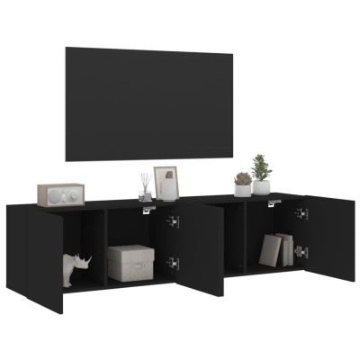 Mueble bajo para TV de 140x32x30 cm de melamina con 2 cajones y 1 estante  blanco y negro Homcom