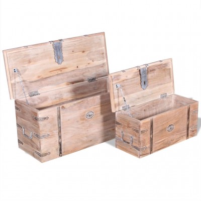 Set de baúl de almacenamiento de madera de acacia 2 unidades - referencia  Mqm-244054
