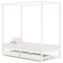 Estructura de cama con dosel 2 cajones pino blanco 100x200 cm