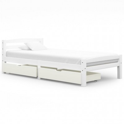 Estructura de cama con 2 cajones madera pino blanco 100x200 cm