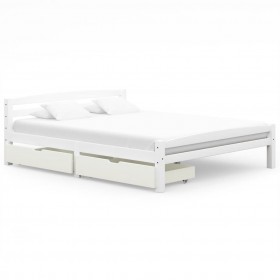 Estructura de cama con 2 cajones madera pino blanco 160x200 cm