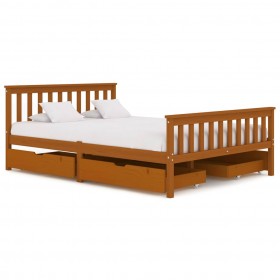Estructura de cama con 4 cajones pino marrón miel 140x200 cm
