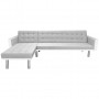 Sofá cama de esquina tela blanco y gris 218x155x69 cm