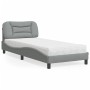 Cama con colchón tela gris claro 90x190 cm