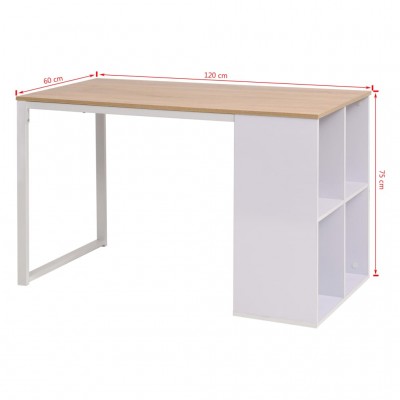 Escritorio mesa ordenador Tok blanco y roble natural 74.2x89.5x49.8 cm