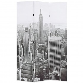 Biombo divisor plegable 120x170 cm Nueva York blanco y negro
