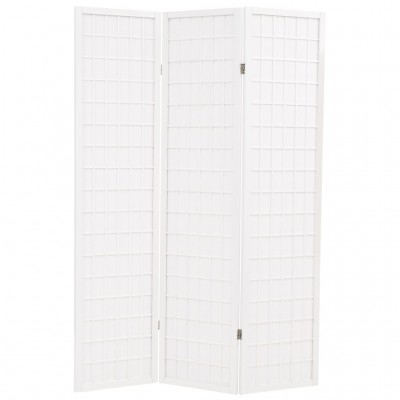 Biombo plegable 3 paneles estilo japonés 120x170 cm blanco