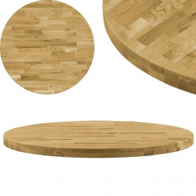 Superficie de mesa redonda madera maciza de roble 44 mm 600 mm