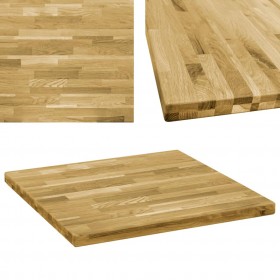 Tablero de mesa cuadrado madera maciza de roble 44 mm 70x70 cm