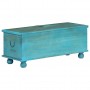 Baúl de almacenamiento madera maciza mango azul 100x40x41 cm