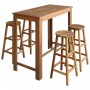 Set mesa de bar y taburetes 5 piezas de madera de acacia maciza