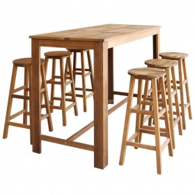 Set mesa de bar y taburetes 7 piezas de madera de acacia maciza