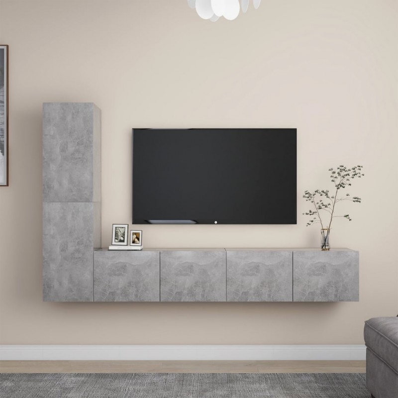 Juego de mueble para TV de 2 piezas aglomerado gris hormigón - referencia  Mqm-3079120