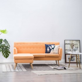 Sofá en forma de L tapizado de tela naranja 171,5x138x81,5 cm