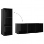 Muebles para TV 2 uds aglomerado negro brillante 107x35x37 cm