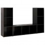 Muebles para TV 3 uds aglomerado negro brillante 107x35x37 cm